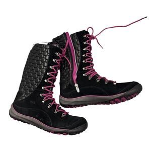 Dr. Scholl's Radley Women's Tall Lace-Up Boot Black Pink Size 9M Gorpcore